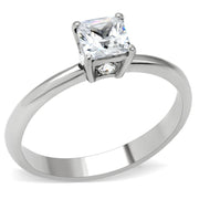 TK202 - High polished (no plating) Stainless Steel Ring with AAA Grade CZ  in Clear-0