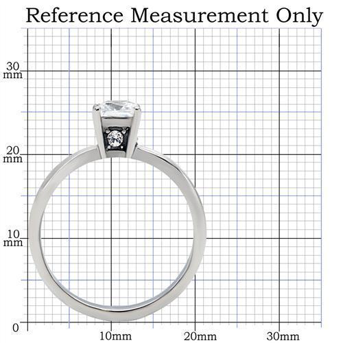 TK202 - High polished (no plating) Stainless Steel Ring with AAA Grade CZ  in Clear-1