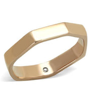 TK2030 - IP Rose Gold(Ion Plating) Stainless Steel Ring with Top Grade Crystal  in Clear-0