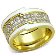 TK2035 - IP Gold(Ion Plating) Stainless Steel Ring with AAA Grade CZ  in Clear-0