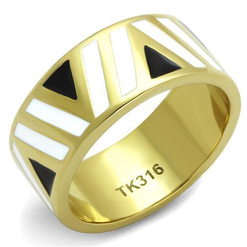 TK2037 - IP Gold(Ion Plating) Stainless Steel Ring with Epoxy  in Multi Color-0