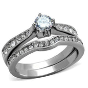 TK2039 - High polished (no plating) Stainless Steel Ring with AAA Grade CZ  in Clear-0