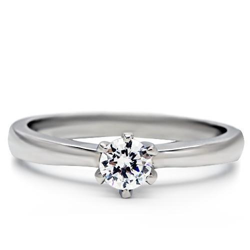 TK203 - High polished (no plating) Stainless Steel Ring with AAA Grade CZ  in Clear-2
