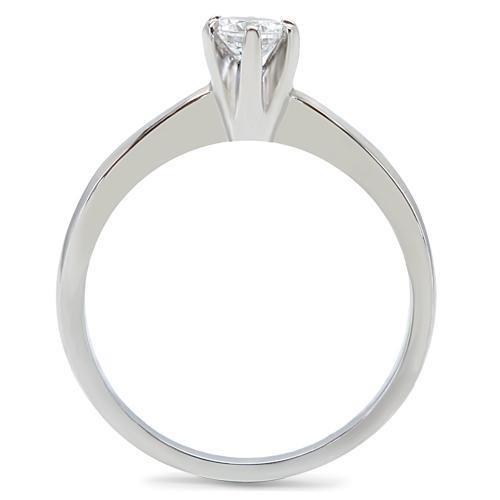 TK203 - High polished (no plating) Stainless Steel Ring with AAA Grade CZ  in Clear-3