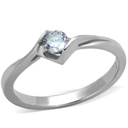 TK2042 - High polished (no plating) Stainless Steel Ring with AAA Grade CZ  in Clear-0