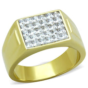 TK2048 - IP Gold(Ion Plating) Stainless Steel Ring with AAA Grade CZ  in Clear-0