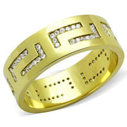 TK2051 - IP Gold(Ion Plating) Stainless Steel Ring with AAA Grade CZ  in Clear-0