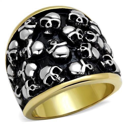 TK2057 - Two-Tone IP Gold (Ion Plating) Stainless Steel Ring with No Stone-0