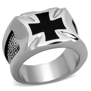 TK2064 - High polished (no plating) Stainless Steel Ring with Epoxy  in Jet-0