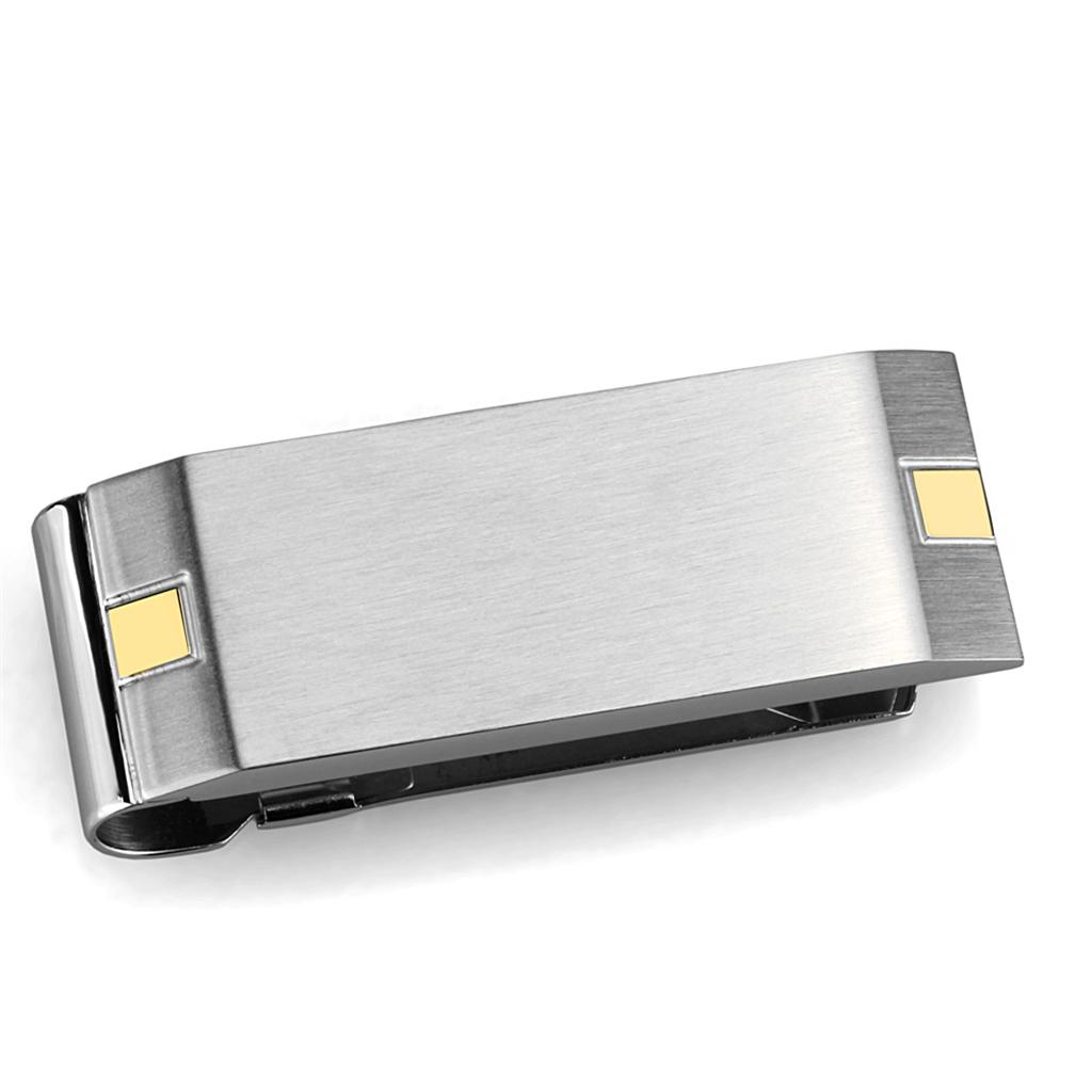 TK2069 - Two-Tone IP Gold (Ion Plating) Stainless Steel Money clip with No Stone-0
