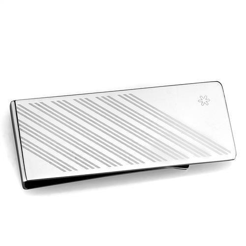 TK2079 - High polished (no plating) Stainless Steel Money clip with No Stone-0