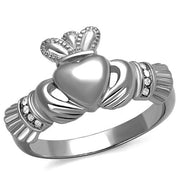 TK2094 - High polished (no plating) Stainless Steel Ring with Top Grade Crystal  in Clear-0
