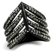 TK2097 - IP Black(Ion Plating) Stainless Steel Ring with Top Grade Crystal  in Black Diamond-0