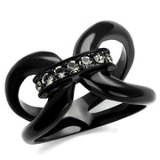 TK2098 - IP Black(Ion Plating) Stainless Steel Ring with Top Grade Crystal  in Black Diamond-0