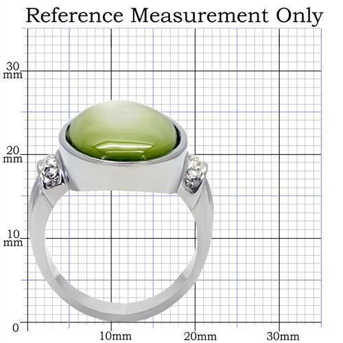 TK211 - High polished (no plating) Stainless Steel Ring with Precious Stone Conch in Apple Green color-1