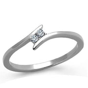 TK2121 - High polished (no plating) Stainless Steel Ring with AAA Grade CZ  in Clear-0