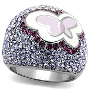 TK2125 - High polished (no plating) Stainless Steel Ring with Top Grade Crystal  in Multi Color-0