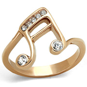 TK2130 - IP Rose Gold(Ion Plating) Stainless Steel Ring with Top Grade Crystal  in Clear-0