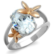 TK2135 - Two-Tone IP Rose Gold Stainless Steel Ring with AAA Grade CZ  in Clear-0