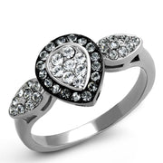 TK2136 - Two-Tone IP Black Stainless Steel Ring with Top Grade Crystal  in Black Diamond-0