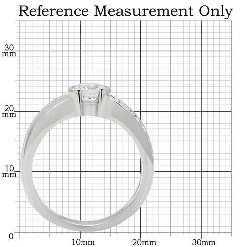 TK214 - High polished (no plating) Stainless Steel Ring with AAA Grade CZ  in Clear-1