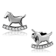 TK2153 - High polished (no plating) Stainless Steel Earrings with Top Grade Crystal  in Clear-0