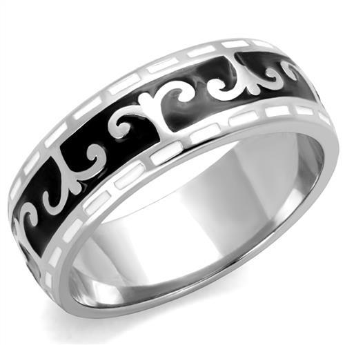 TK2154 - High polished (no plating) Stainless Steel Ring with Epoxy  in Jet-0