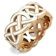 TK2159 - IP Rose Gold(Ion Plating) Stainless Steel Ring with Epoxy  in White-0