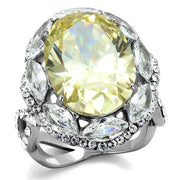 TK2162 - High polished (no plating) Stainless Steel Ring with AAA Grade CZ  in Citrine Yellow-0