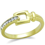 TK2164 - Two-Tone IP Gold (Ion Plating) Stainless Steel Ring with Top Grade Crystal  in Clear-0