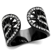 TK2166 - IP Black(Ion Plating) Stainless Steel Ring with Top Grade Crystal  in Black Diamond-0