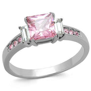 TK2169 - High polished (no plating) Stainless Steel Ring with AAA Grade CZ  in Rose-0
