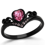 TK2192 - IP Black(Ion Plating) Stainless Steel Ring with Top Grade Crystal  in Rose-0