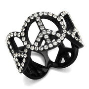 TK2194 - IP Black(Ion Plating) Stainless Steel Ring with Top Grade Crystal  in Clear-0