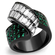 TK2199 - IP Black(Ion Plating) Stainless Steel Ring with Synthetic Synthetic Glass in Blue Zircon-0