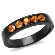 TK2206 - IP Black(Ion Plating) Stainless Steel Ring with Top Grade Crystal  in Champagne-0