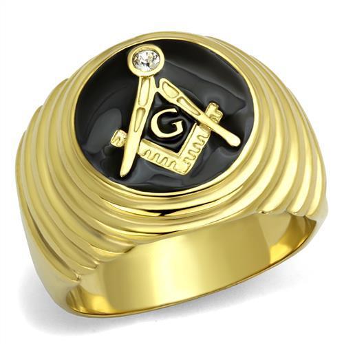TK2224 - IP Gold(Ion Plating) Stainless Steel Ring with Top Grade Crystal  in Clear-0