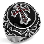 TK2229 - High polished (no plating) Stainless Steel Ring with Top Grade Crystal  in Siam-0