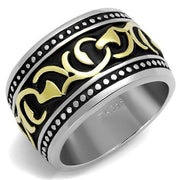 TK2234 - Two-Tone IP Gold (Ion Plating) Stainless Steel Ring with Epoxy  in Jet-0