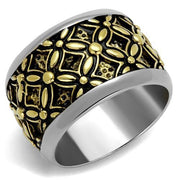 TK2237 - Two-Tone IP Gold (Ion Plating) Stainless Steel Ring with Epoxy  in Jet-0
