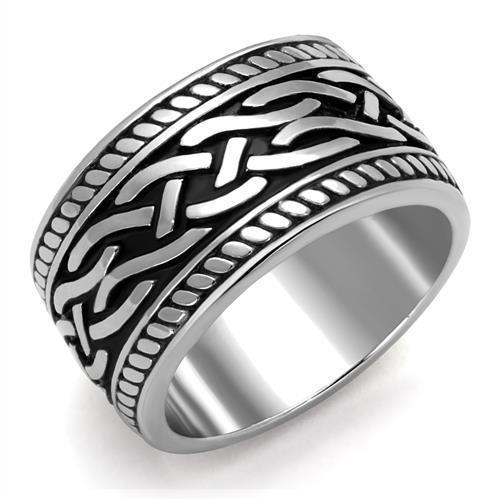 TK2239 - High polished (no plating) Stainless Steel Ring with Epoxy  in Jet-0