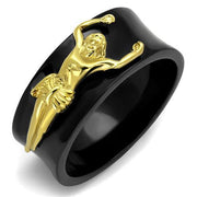 TK2240 - IP Gold+ IP Black (Ion Plating) Stainless Steel Ring with No Stone-0