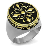 TK2241 - Two-Tone IP Gold (Ion Plating) Stainless Steel Ring with Epoxy  in Jet-0