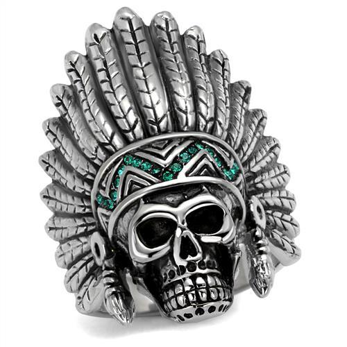 TK2245 - High polished (no plating) Stainless Steel Ring with Top Grade Crystal  in Emerald-0