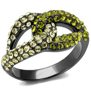 TK2251LJ - IP Light Black  (IP Gun) Stainless Steel Ring with Top Grade Crystal  in Multi Color-0