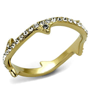 TK2255 - IP Gold(Ion Plating) Stainless Steel Ring with Top Grade Crystal  in Clear-0