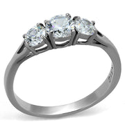 TK2260 - High polished (no plating) Stainless Steel Ring with AAA Grade CZ  in Clear-0