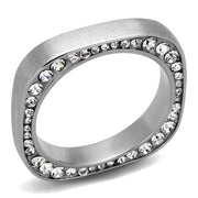 TK2261 - High polished (no plating) Stainless Steel Ring with Top Grade Crystal  in Clear-0