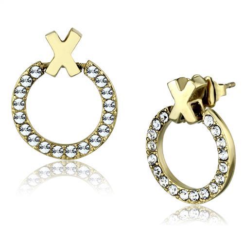 TK2271 - IP Gold(Ion Plating) Stainless Steel Earrings with Top Grade Crystal  in Clear-0