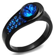 TK2279 - IP Black(Ion Plating) Stainless Steel Ring with Top Grade Crystal  in Capri Blue-0